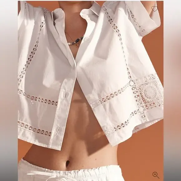 J.Crew Gamine eyelet-trim shirt - Picture 1 of 8